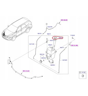 Korek zbiornika spryskiwacza OE HYUNDAI 986233K000