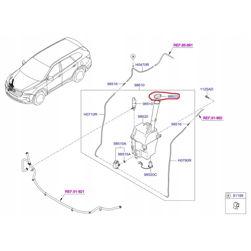 Korek zbiornika spryskiwacza OE HYUNDAI 986233K000