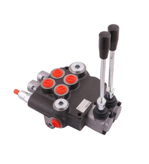 Rozdzielacz hydrauliczny dwusekcyjny (2-sekcyjny) 80L z zatrzaskami