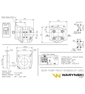 Pompa hydrauliczna P-029C P6C2113C5B26C P2C2113C5B26C Waryński