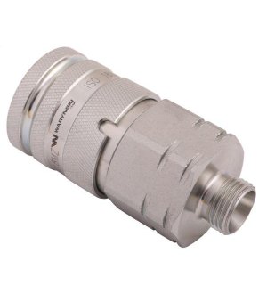 Szybkozłącze hydrauliczne suchoodcinające gniazdo M18x1.5 12L gwint zewnętrzny ISO16028 Waryński