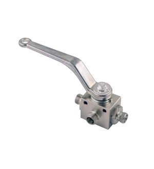 Zawór kulowy hydrauliczny 3-drogowy 3/2 M14x1.5 08L z otworami mocującymi 500 bar Waryński