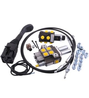 Zestaw: Rozdzielacz 2-sek. + Elektrozawór + Joystick z przyciskiem + Elementy złączne + Linki na kulkę stalową 1500mm Waryński