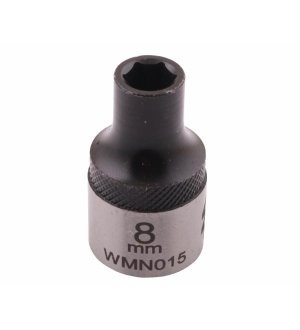 Nasadka sześciokątna 1/2". 8 mm. CrV50BV30. DIN 3124. Waryński