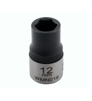 Nasadka sześciokątna 1/2". 12 mm. CrV50BV30. DIN 3124. Waryński