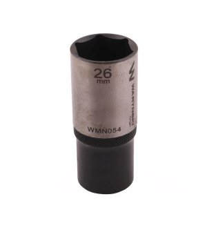 Nasadka sześciokątna 1/2". 26 mm. długa.  CrV50BV30. DIN 3124. Waryński