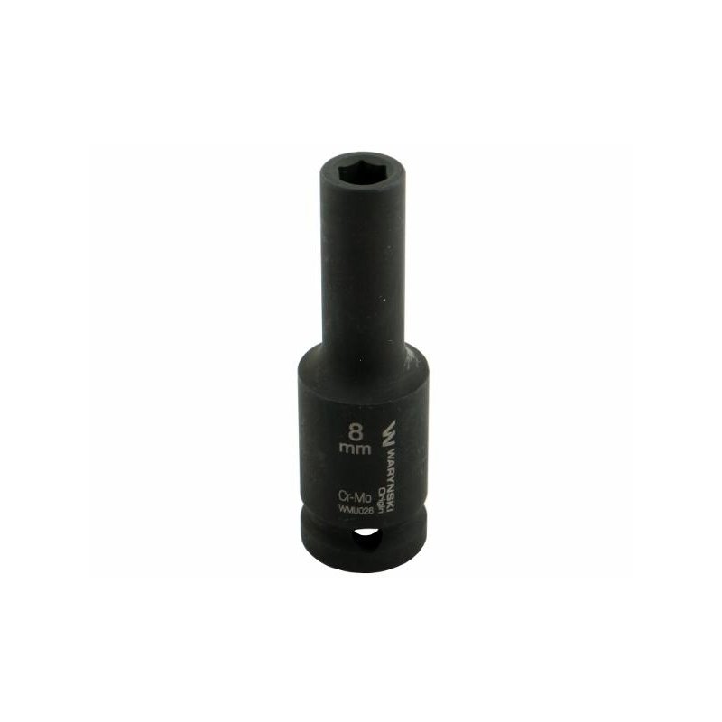 Nasadka udarowa sześciokątna długa 1/2". 8 mm. CrMo. DIN 3129. Waryński