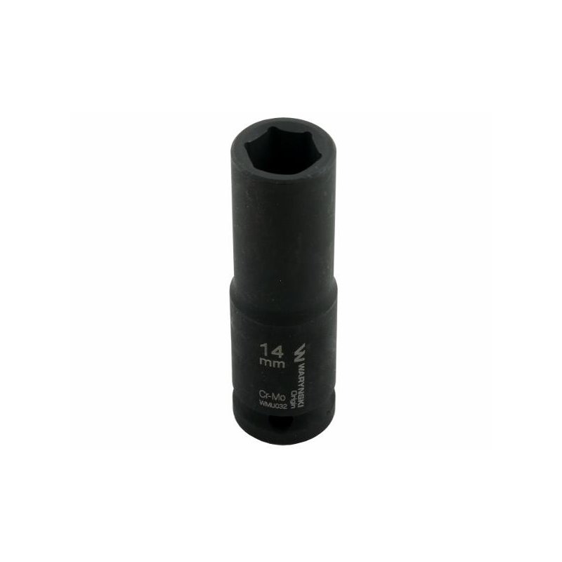 Nasadka udarowa sześciokątna długa 1/2". 14 mm. CrMo. DIN 3129. Waryński