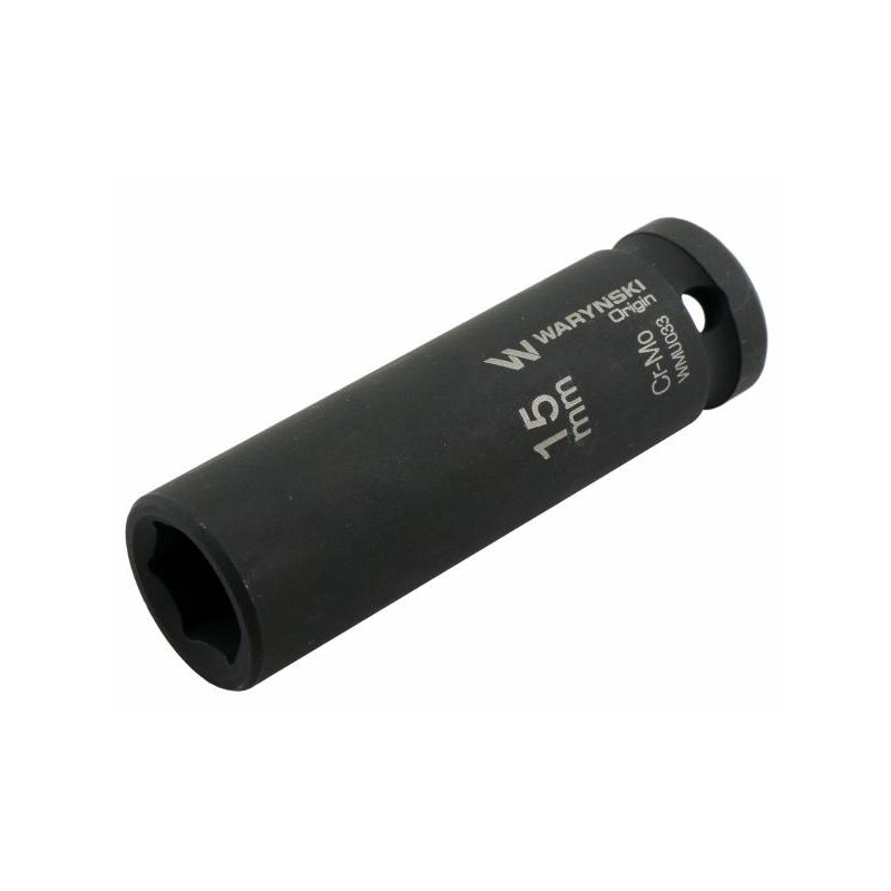 Nasadka udarowa sześciokątna długa 1/2". 15 mm. CrMo. DIN 3129. Waryński