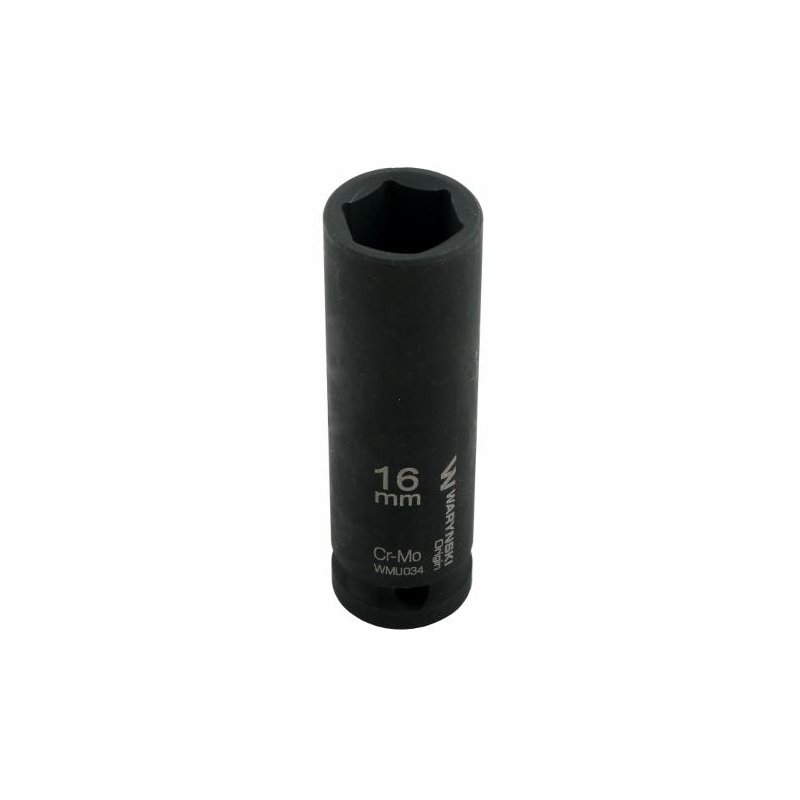 Nasadka udarowa sześciokątna długa 1/2". 16 mm. CrMo. DIN 3129. Waryński