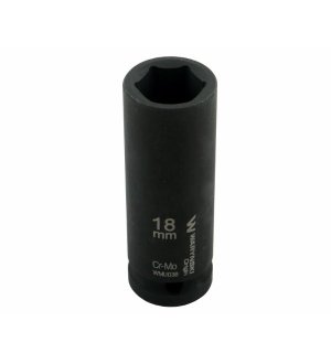 Nasadka udarowa sześciokątna długa 1/2". 18 mm. CrMo. DIN 3129. Waryński