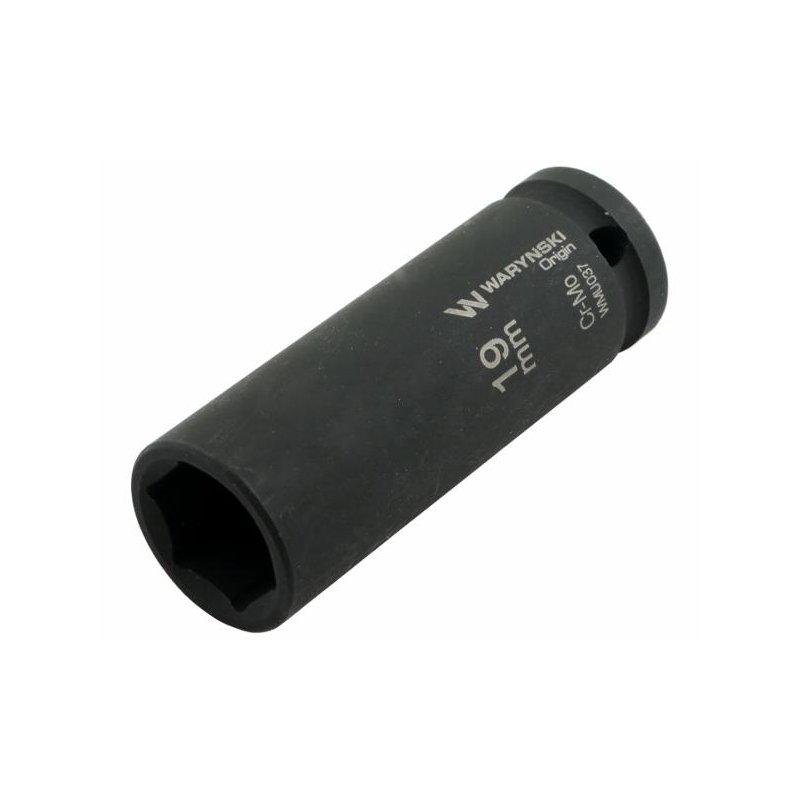 Nasadka udarowa sześciokątna długa 1/2". 19 mm. CrMo. DIN 3129. Waryński