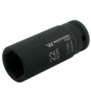 Nasadka udarowa sześciokątna długa 1/2". 22 mm. CrMo. DIN 3129. Waryński