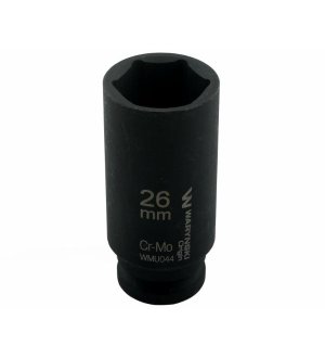 Nasadka udarowa sześciokątna długa 1/2". 26 mm. CrMo. DIN 3129. Waryński