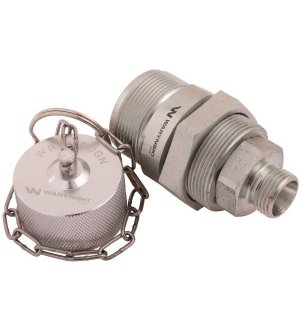 Komplet - Zawór gniazdo (Bizon) M18x1.5 skręcane (ZSR6160101) z gwintowaną pokrywą/osłoną aluminiową Waryński