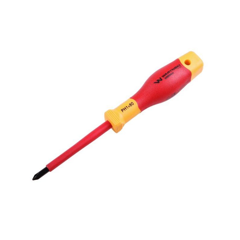 Wkrętak PH1*80mm. izolowany. VDE. stal S2, Waryński