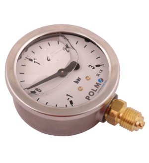Manowakuometr glicerynowy M63 (-1 do 3 bar) dolne przyłącze G1/4 POLMO