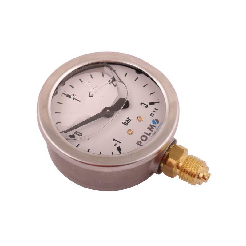 Manowakuometr glicerynowy M63 (-1 do 3 bar) dolne przyłącze G1/4 POLMO