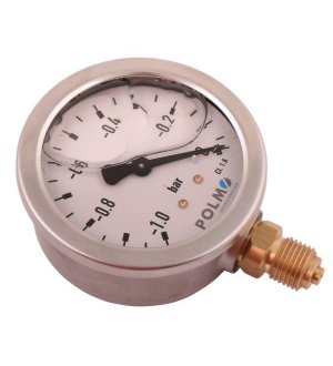 Wakuometr glicerynowy M63 (-1 do 0 bar) dolne przyłącze G1/4" POLMO