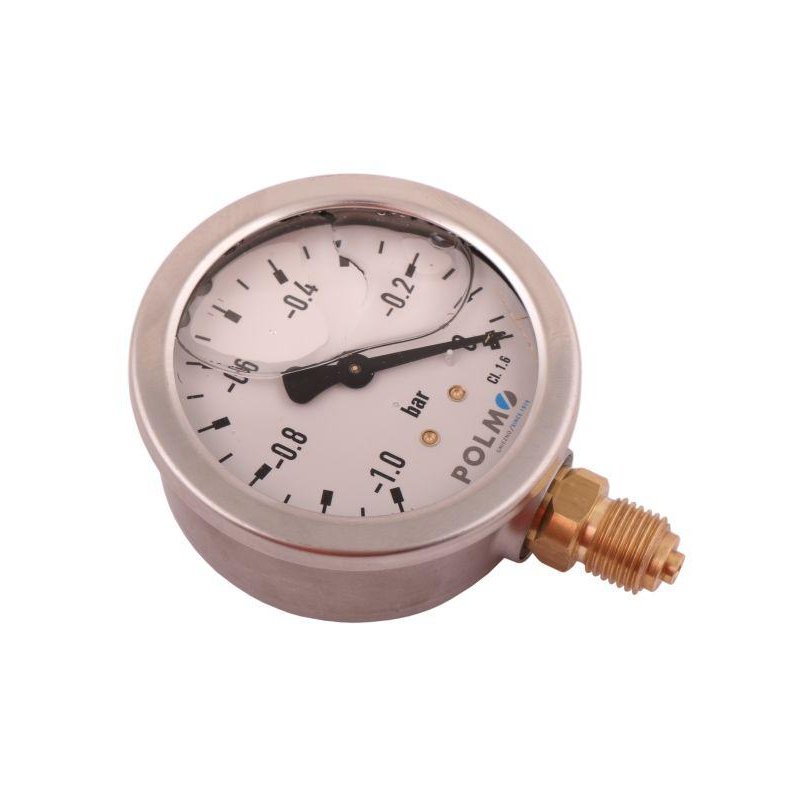 Wakuometr glicerynowy M63 (-1 do 0 bar) dolne przyłącze G1/4" POLMO