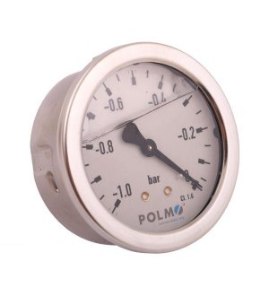 Wakuometr glicerynowy M63 (-1 do 0 bar) tylne przyłącze G1/4" POLMO