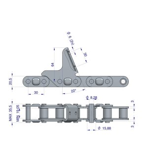 Łańcuch obrywacza kolb przystawki do kukurydzy 72 ogniwa CA627 zastosowanie Geringhoff WARYŃSKI