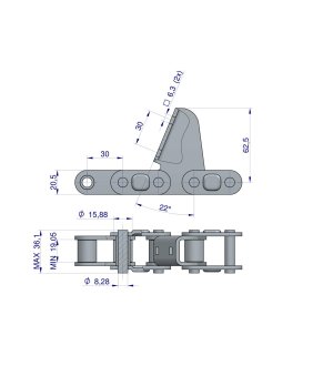 Łańcuch obrywacza kolb przystawki do kukurydzy zamknięty 70 ogniw CA627 x 70A zastosowanie Oros WARYŃSKI