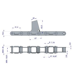 Łańcuch obrywacza kolb przystawki do kukurydzy zamknięty 62 ogniwa CA550 x 62S CPEF1 8 płytek zastosowanie Fantini WARYŃSKI