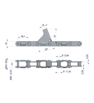 Łańcuch obrywacza kolb przystawki do kukurydzy zamknięty 64 ogniw CA2060H x 64A C6EF2 8 płytek zastosowanie CNH Benac WARYŃSKI