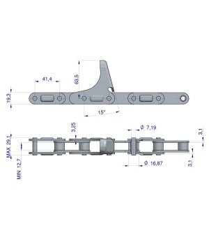 Łańcuch obrywacza kolb przystawki do kukurydzy zamknięty 48 ogniw CA555F3 x 48A zastosowanie Case WARYŃSKI