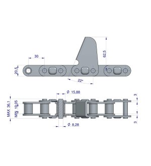 Łańcuch obrywacza kolb przystawki do kukurydzy zamknięty 76 ogniw CA627 x 76A zastosowanie Fantini WARYŃSKI
