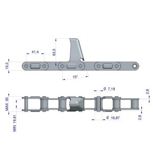 Łańcuch obrywacza kolb przystawki do kukurydzy zamknięty 57 ogniw CA550 x 57LS zastosowanie Laverda WARYŃSKI