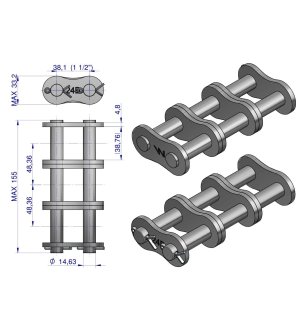 Zamek łańcucha Z24B-3 (R3 1.1/2) Waryński