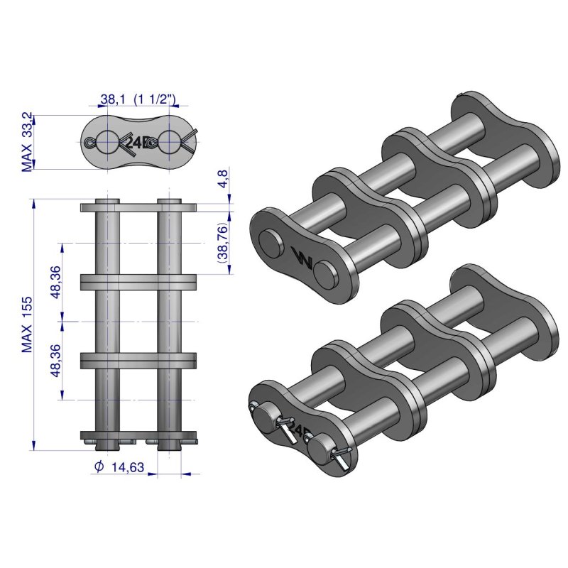 Zamek łańcucha Z24B-3 (R3 1.1/2) Waryński
