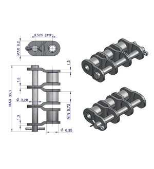 Półogniwo łańcucha P06B-3 (R3 3/8) Waryński ( sprzedawane po 5 )