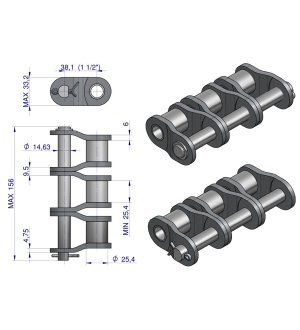 Półogniwo łańcucha P24B-3 (R3 1.1/2) Waryński