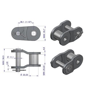 Półogniwo łańcucha wzmocnione P24A-1 ANSI A 120 (R1 1.1/2) Waryński ( sprzedawane po 2 )