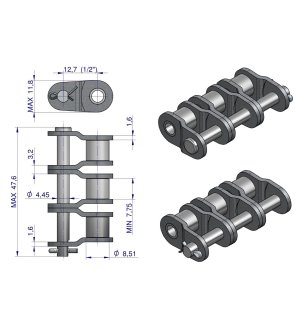 Półogniwo łańcucha P08B-3 (R3 1/2) Waryński ( sprzedawane po 5 )