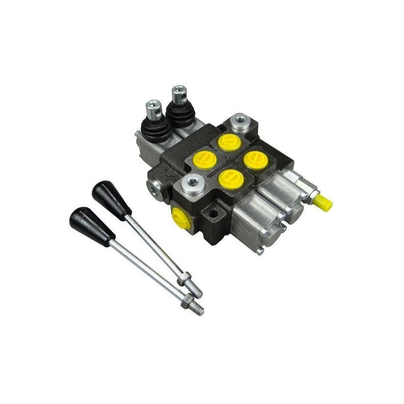 Rozdzielacz hydrauliczny 2-sekcyjny max przepływ 40L z zatrzaskami Waryński