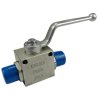 Zawór kulowy hydrauliczny 3-drożny M22x1.5 z otworami montażowymi