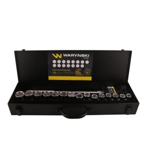 Zestaw nasadek 3/4 z odporną grzechotką i rękojeścią przegubową 17 el Waryński