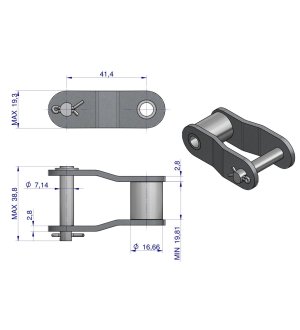 Półogniwo łańcucha CA550 Waryński ( sprzedawane po 5 )
