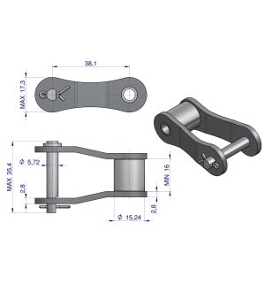 Półogniwo łańcucha S51 Waryński ( sprzedawane po 5 )