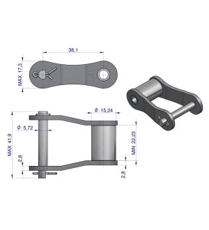 Półogniwo łańcucha S52 Waryński ( sprzedawane po 5 )