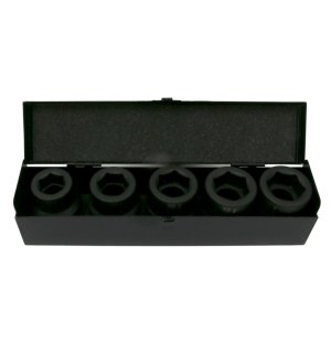 Zestaw nasadek udarowych  1"  5 cz. 24. 27. 30. 32. 33 mm ze stali CrMo DIN 3129 Waryński