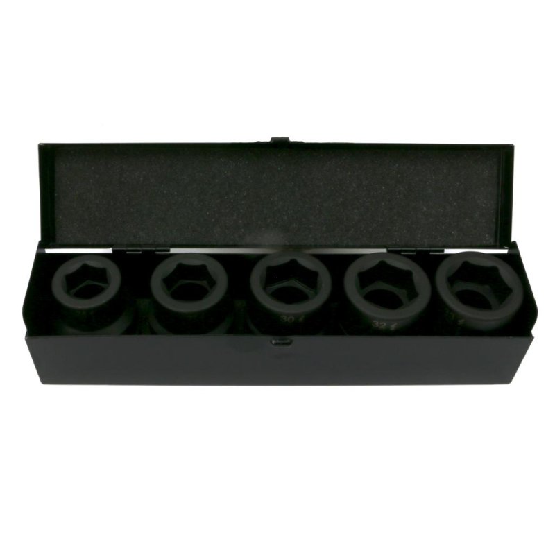 Zestaw nasadek udarowych  1"  5 cz. 24. 27. 30. 32. 33 mm ze stali CrMo DIN 3129 Waryński