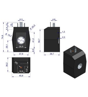 Cewka elektrozaworu 16mm 30W 12V DC