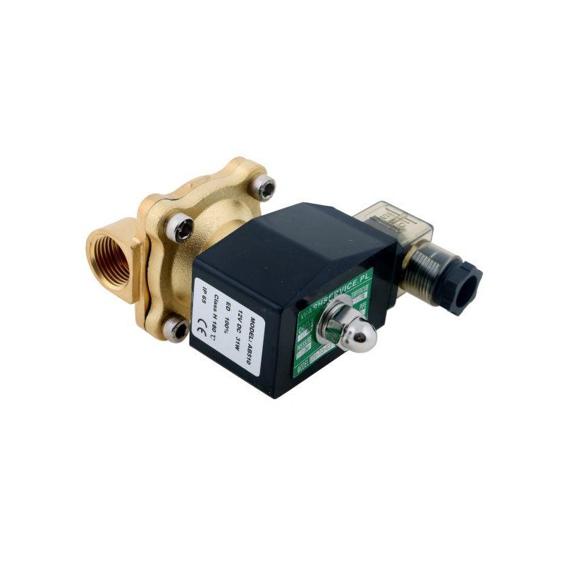 Elektrozawór 2N15 1/2" 12V DC NC (normalnie zamknięty) EPDM komplet z cewką i wtykiem