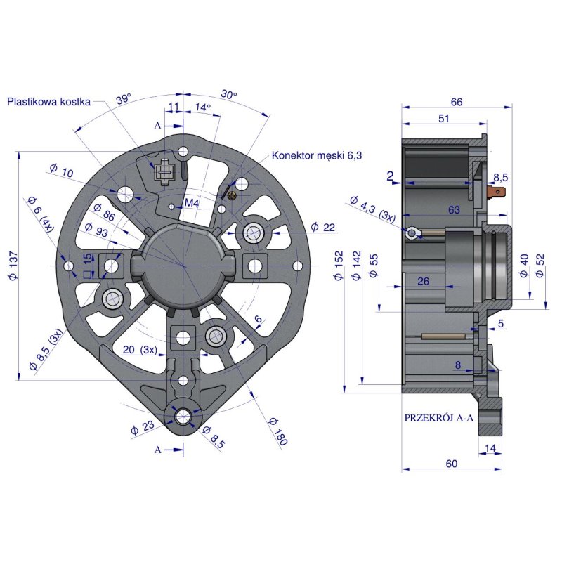 Tarcza pokrywa tylna alternatora EX257000 A120 Bizon EXPOM KWIDZYN eu