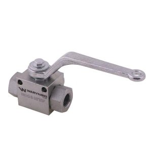 Zawór kulowy hydrauliczny 3-drogowy 3/2 - 3/8"BSP z otworami mocującymi 500 bar Waryński